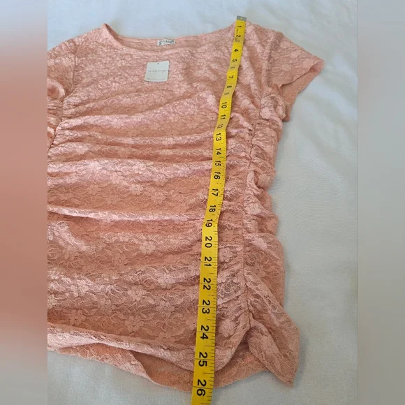 Free People Intimately Keep It Simple Lace Ruched Top Y2k Coral Blush XL NWT - Picture 8 of 12